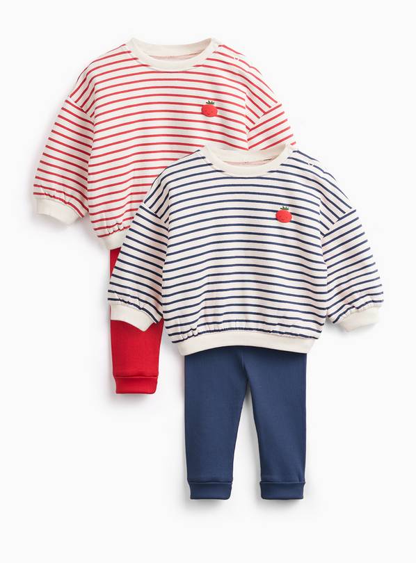 Red & Blue Stripe Print Sweat Sets 2 Pack 18-24 months